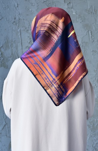 Aker S Twill Eşarp 7471-797-923 Koyu Mor Turuncu