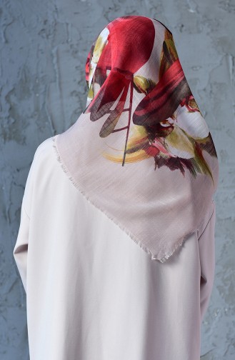 Orchid Pattern Flamed Cotton Scarf 2176-12 Beige 2176-12