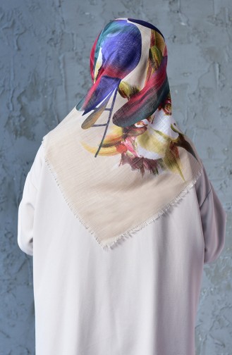 Orchid Pattern Flamed Cotton Scarf 2176-14 Cream 2176-14