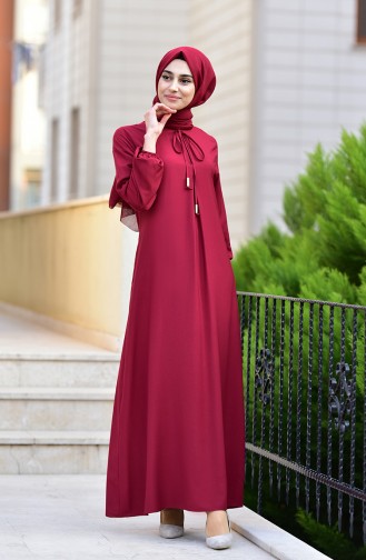 Claret Red Hijab Dress 4505-01