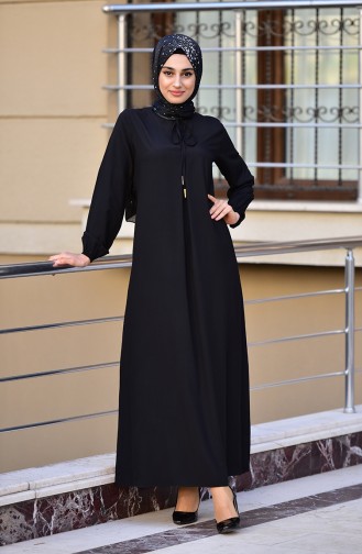 Schwarz Hijab Kleider 4505-02