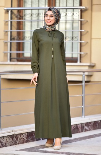 Dark Khaki Hijab Dress 4505-03