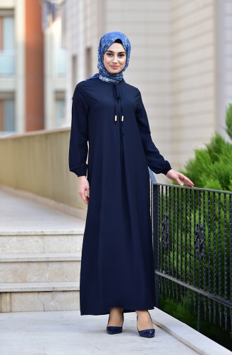 Dunkelblau Hijab Kleider 4505-08