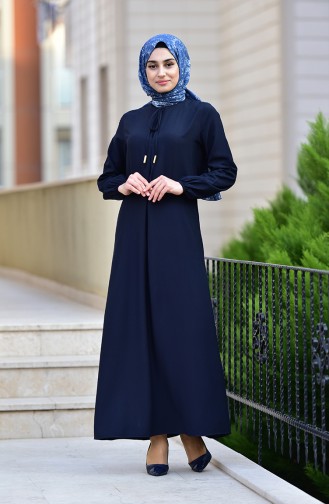 Navy Blue Hijab Dress 4505-08
