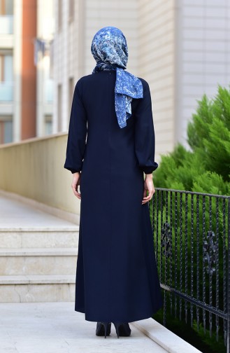 Navy Blue Hijab Dress 4536-07