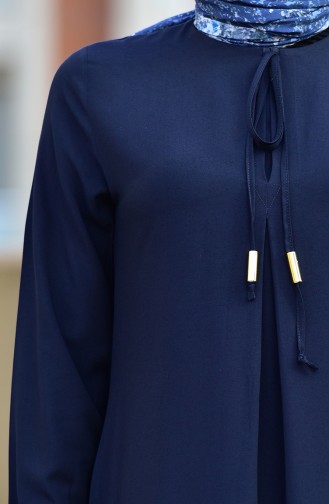 Navy Blue Hijab Dress 4536-07