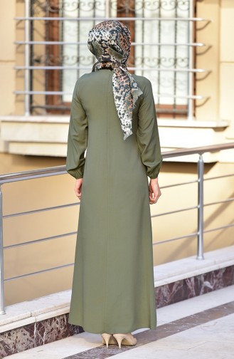 Viskose Kleid mit Gummi 4505-11 Khaki 4505-11