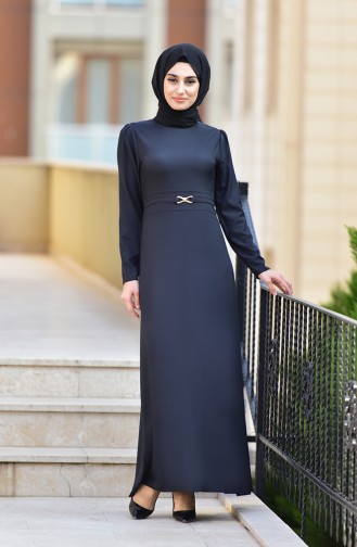 فستان بتصميم حزام للخصر 4509-04 لون أسود 4509-04