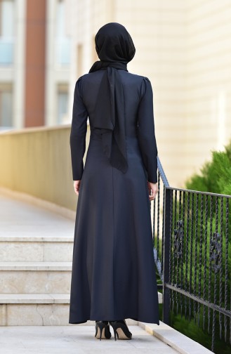 Schwarz Hijab Kleider 4509-04