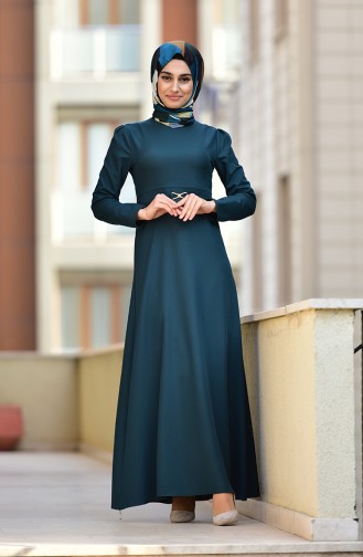 Smaragdgrün Hijab Kleider 4509-05