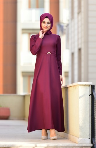 Plum Hijab Dress 4509-06