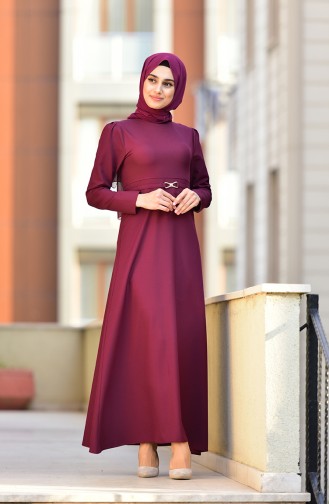 Plum Hijab Dress 4509-06