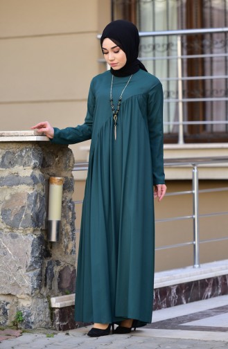 ميناهيل فستان بتصميم مُزين بقلادة 10111-03 لون أخضر زمردي 10111-03
