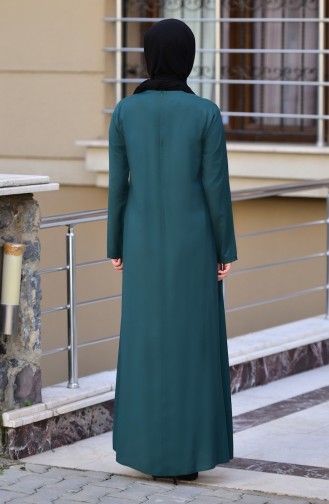Kolyeli Elbise 10111-03 Zümrüt Yeşili
