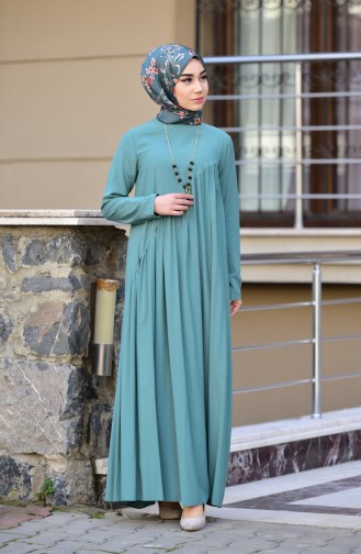 Green Almond Hijab Dress 10111-04