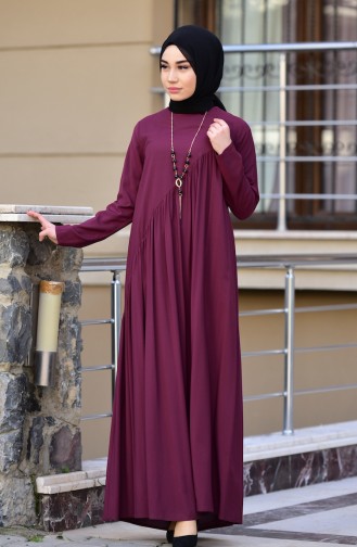 Weinrot Hijab Kleider 10111-06