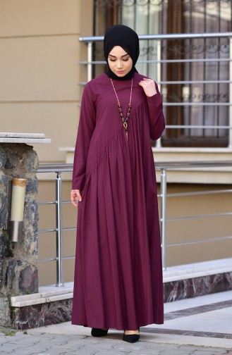 Claret Red Hijab Dress 10111-06