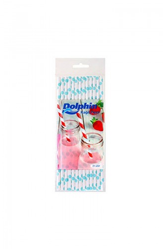 Kağıt Pipet Açık Mavi Puantiyeli Beyaz TM-PPT-0082