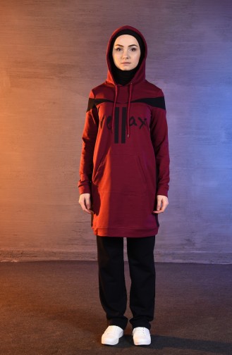 Kapüşonlu Eşofman Takım 8346-05 Bordo