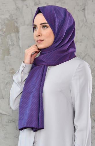 Desenli Pamuk Şal 4109-02 Mor Mavi