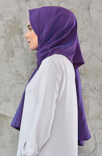 Desenli Pamuk Şal 4109-02 Mor Mavi