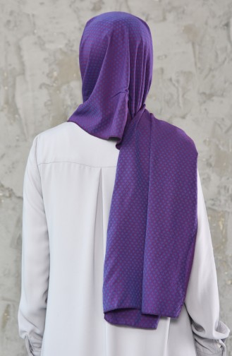 Desenli Pamuk Şal 4109-02 Mor Mavi