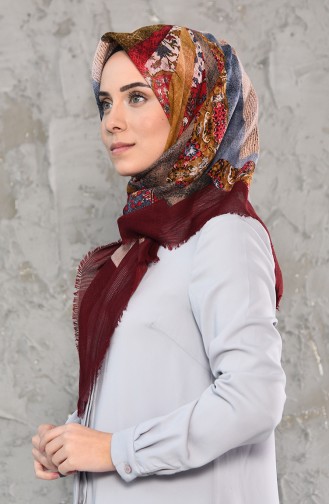 Patterned Mesh Cotton Scarf 2175-03 Cherry 2175-03