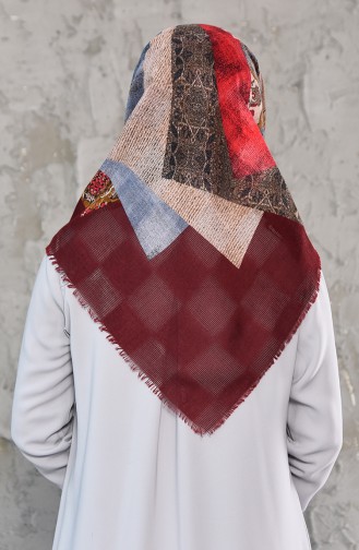 Patterned Mesh Cotton Scarf 2175-03 Cherry 2175-03