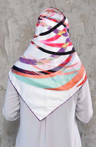 Patterned Twill Scarf 95241-08 White 95241-08