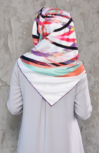Patterned Twill Scarf 95241-08 White 95241-08