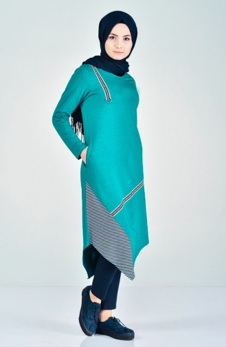 Combed cotton Asymmetric Tunic 99168-01 Green 99168-01