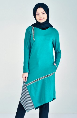 Combed cotton Asymmetric Tunic 99168-01 Green 99168-01