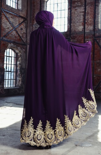 BURUN Caped Laced Evening Dress 81590-01 Purple 81590-01