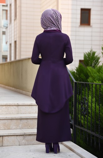 Asymmetrical Tunic Skirt Double Suit 2727-03 Purple 2727-03