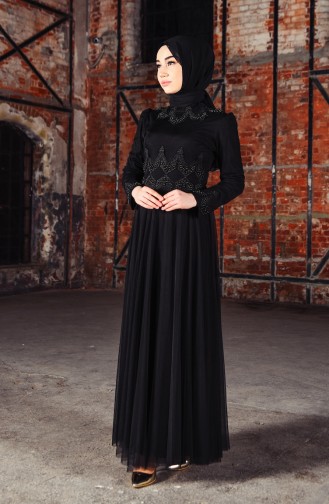Schwarz Hijab-Abendkleider 81650-04