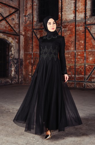 Habillé Hijab Noir 81650-04