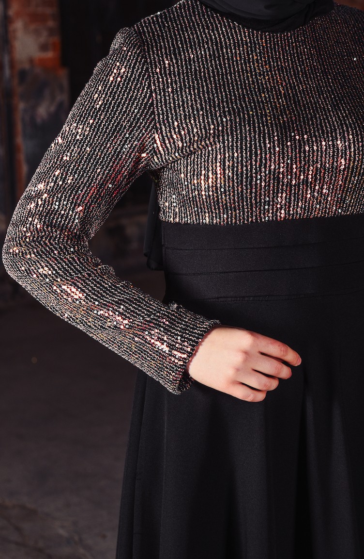 BURUN Sequined Evening Dress 81659-04 Pink 81659-04 | Sefamerve