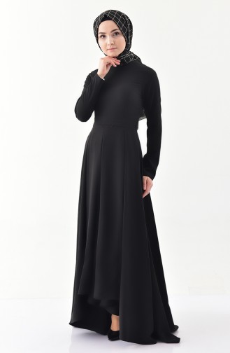 Kuşaklı Asimetrik Elbise 4250-04 Siyah