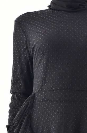 Fırfırlı Elbise 4268-01 Siyah