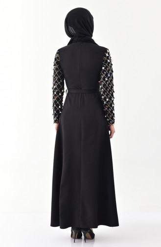 MISS VALLE  Sleeve Detail Belted Dress 8818-01 Black 8818-01