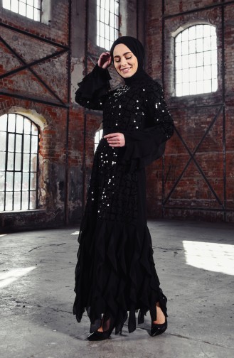 Schwarz Hijab Kleider 0189-01