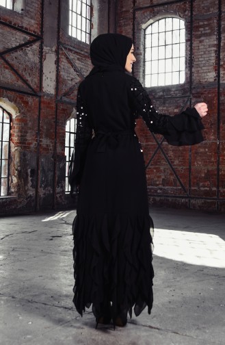 Schwarz Hijab Kleider 0189-01
