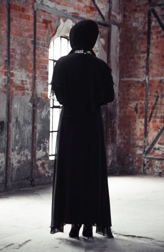 Schwarz Hijab Kleider 0198-01