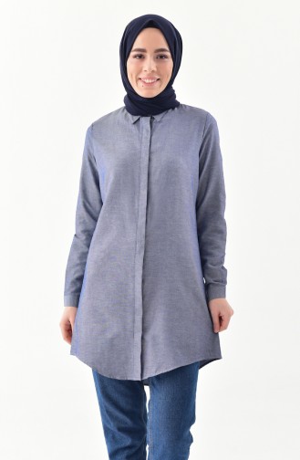 Hidden Buttoned Tunic 2051-01 Navy Blue 2051-01