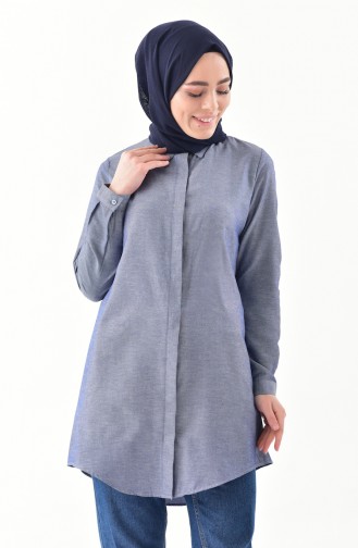 Hidden Buttoned Tunic 2051-01 Navy Blue 2051-01