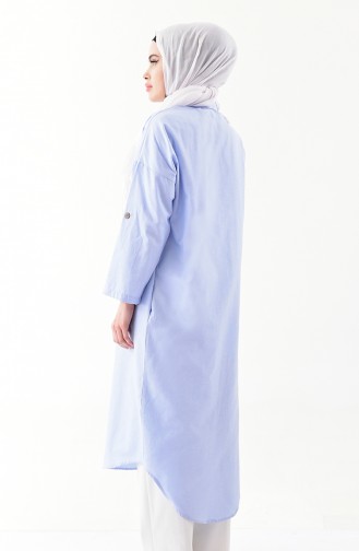 Buttoned Long Tunic 1275-01 Baby Blue 1275-01