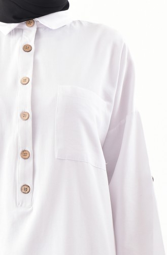 Buttoned Long Tunic  1275-02 White 1275-02