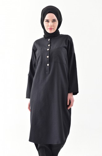 Buttoned Long Tunic 1275-05 Black 1275-05