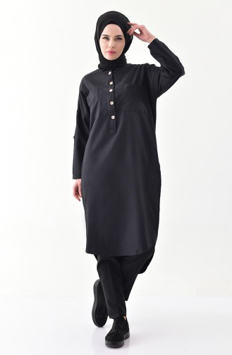 Buttoned Long Tunic 1275-05 Black 1275-05