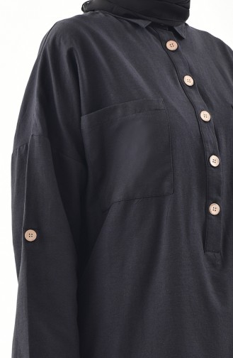 Buttoned Long Tunic 1275-05 Black 1275-05